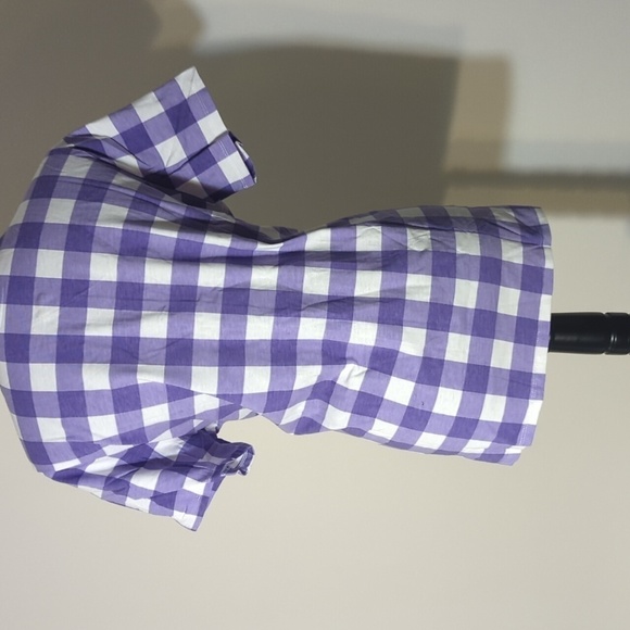 Sara Morgan Purple and White Plaid Button Up Short Sleeve Tunic Shirt Size L - Picture 3 of 5